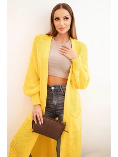 Svetr dlouhý kardigan tmavě žlutý