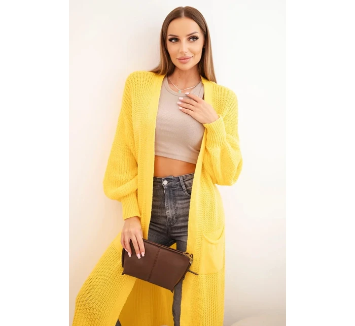 Svetr dlouhý kardigan tmavě žlutý