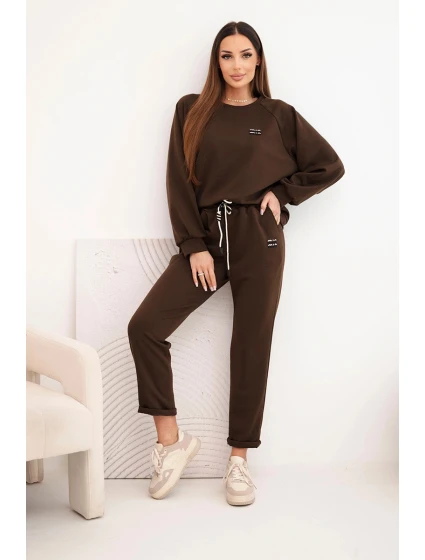Dámský komplet z viskózy s mikinou a kalhotami hnědý Dámský komplet z viskózy s mikinou a kalhotami hnědý