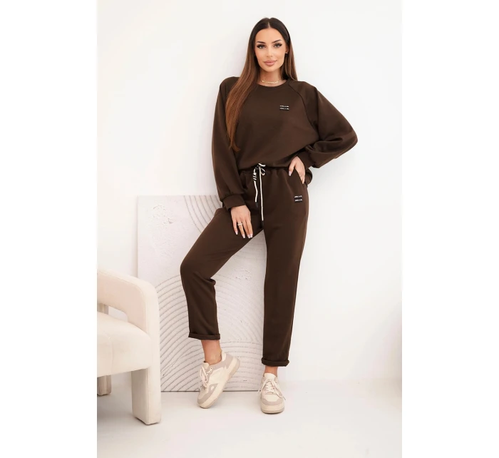 Dámský komplet z viskózy s mikinou a kalhotami hnědý Dámský komplet z viskózy s mikinou a kalhotami hnědý