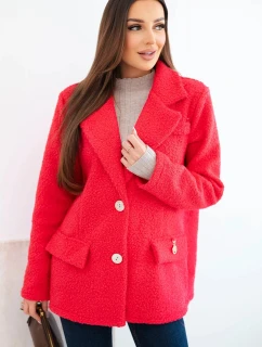 Dámská bunda z měkkého beránka s límcem fuchsie