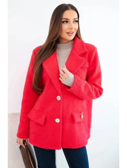 Dámská bunda z měkkého beránka s límcem fuchsie