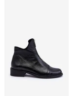 Kožené kozačky na zip Nicole 2785/037 Černá