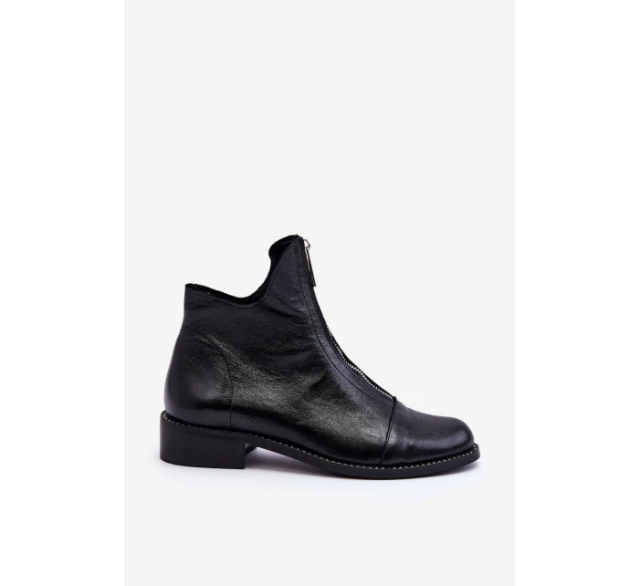 Kožené kozačky na zip Nicole 2785/037 Černá