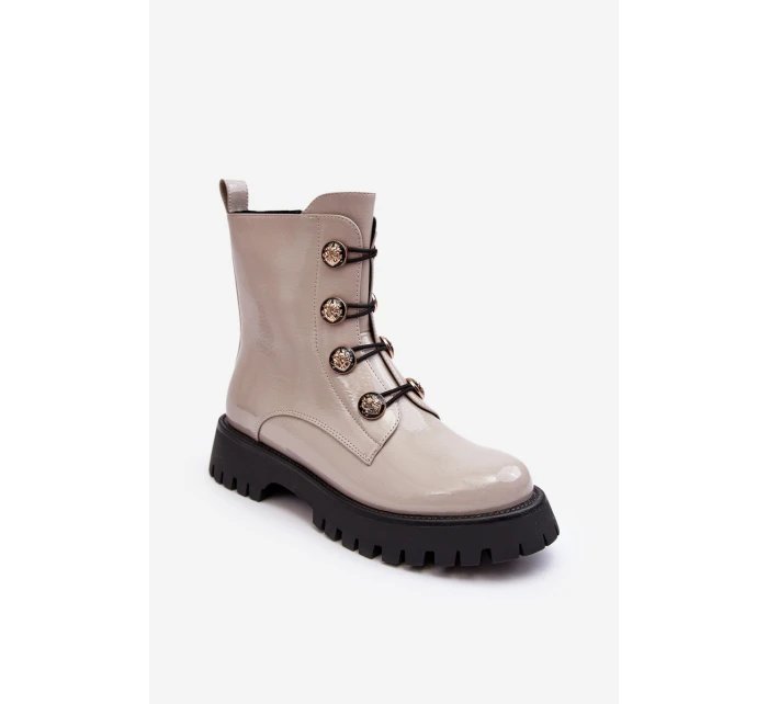 Dámské zateplené boty s ozdobnými knoflíky D&A MR870-51 Světle béžová