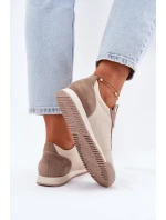 Dámské Kožené Sportovní Boty Béžové model 21694836 - Laura Messi