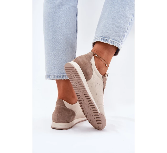 Dámské Kožené Sportovní Boty Béžové model 21694836 - Laura Messi