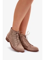 Dámské nízké kotníkové botky s perforovaným vzorem – béžové S.Barski Dámské nízké kotníkové botky s perforovaným vzorem – béžové S.Barski