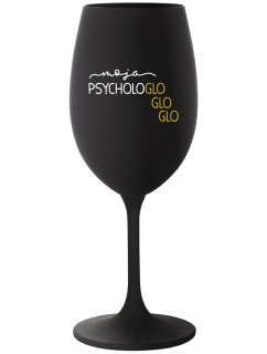 MOJA PSYCHOLOGLOGLOGLO - černá sklenice na víno 350 ml