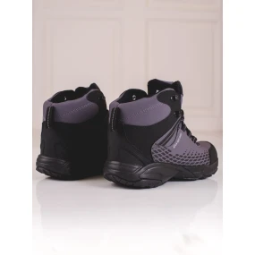 Výborné dámské šedo-stříbrné  trekingové boty bez podpatku