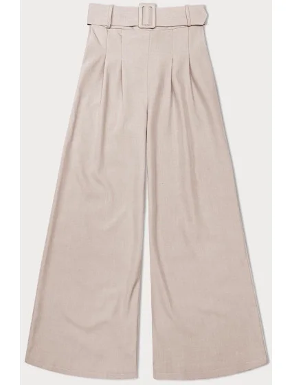 Světle béžové elegantní dámské kalhoty s opaskem model 20185243 - MADE IN ITALY