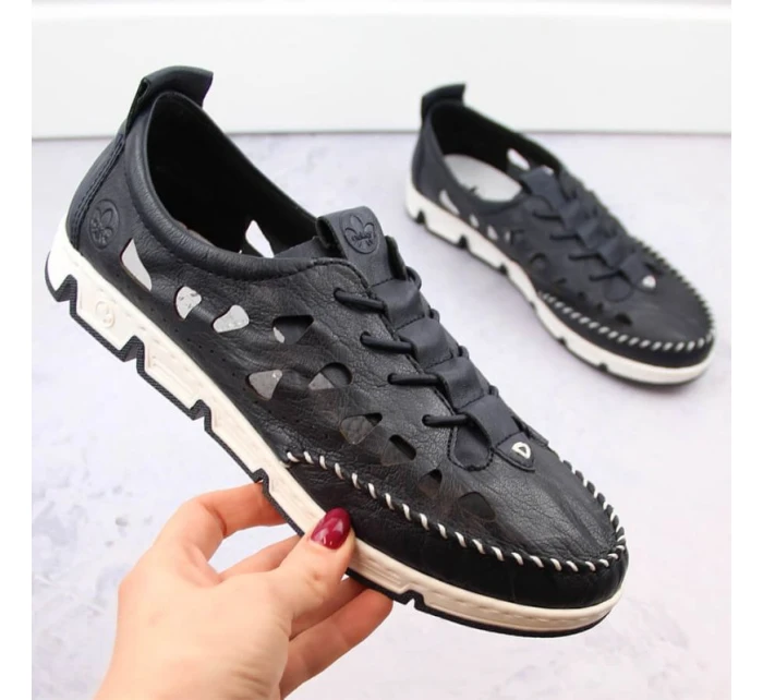 Rieker W RKR652 námořnicky modrá kožená polobotka s prolamovanou podrážkou Rieker W RKR652 námořnicky modrá kožená polobotka s prolamovanou podrážkou