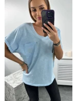 Bavlněná halenka s kapsami modrá