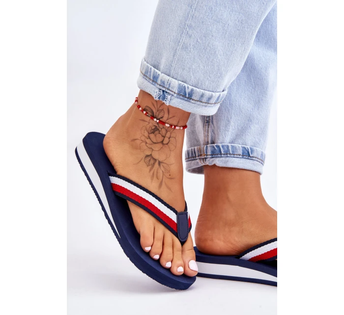 Dámské žabky na platformě Big Star model 21610799 námořnická modrá - Big Star Shoes Dámské žabky na platformě Big Star model 21610799 námořnická modrá - Big Star Shoes