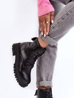 Botky Kožené Šněrovací Černé Big Star model 21636893 - Big Star Shoes