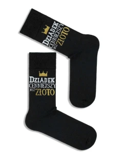 Pánské ponožky Dědeček cennější než zlato černé
