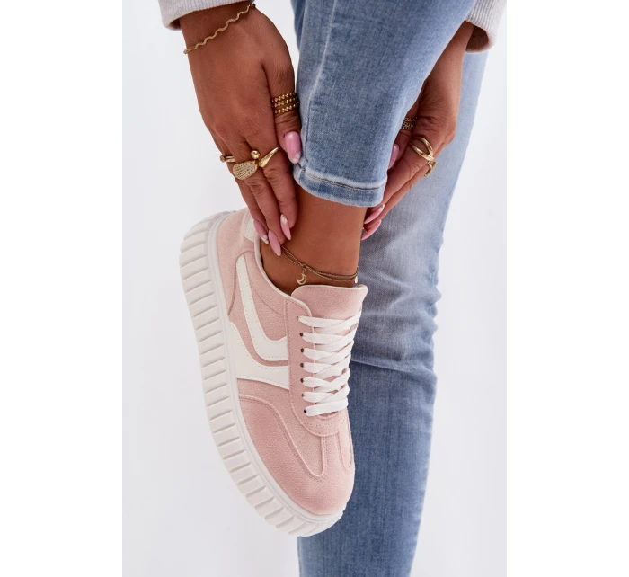 Dámské tenisky na platformě z eko semiše Růžové Cadrina