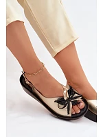 Kožené dámské sandály s ozdobou S.Barski KV61-6045 Zlaté