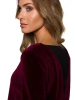 M566 Sametové šaty uvolněného střihu - bordó M566 Sametové šaty uvolněného střihu - bordó