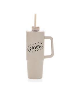 PÁTEK - béžový cestovní hrnek s průhledným víčkem 900 ml  