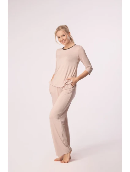 Dlouhé dámské pyžamové kalhoty model 20696306 Růžové - MEFEMI BY NIPPLEX