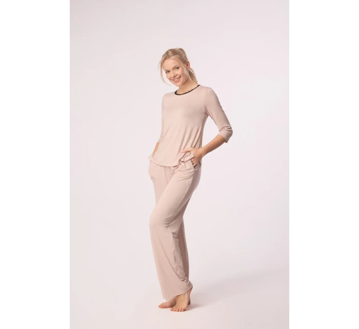 Dlouhé dámské pyžamové kalhoty model 20696306 Růžové - MEFEMI BY NIPPLEX