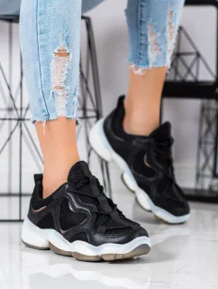 Praktické dámské černé  tenisky bez podpatku