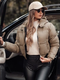 ZENZI prošívaná dámská zimní bunda s kapucí béžová FashionStreet TY4722