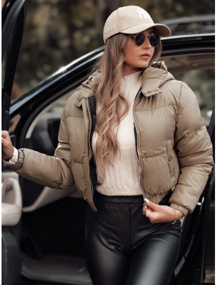 ZENZI prošívaná dámská zimní bunda s kapucí béžová FashionStreet TY4722