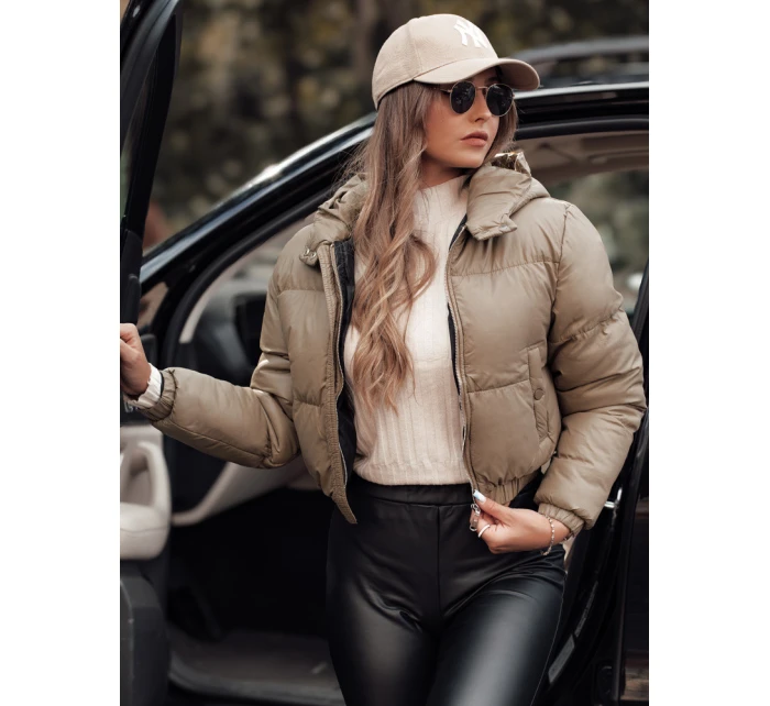 ZENZI prošívaná dámská zimní bunda s kapucí béžová FashionStreet TY4722