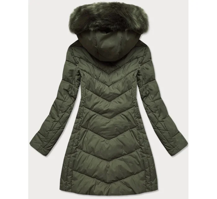 DŁUGA PIKOWANA KURTKA DAMSKA ZIMOWA KHAKI model 21241976 - Libland