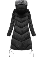 Černá dlouhá zimní bunda s kapucí model 21242956 - Libland