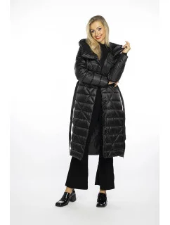 Černý prošívaný kabát s kapucí model 21247100 - Ann Gissy