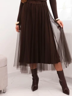 Dámská midi sukně z tylu s podšívkou viskóza hnědá