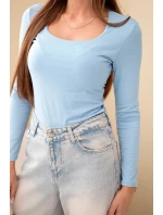 Dámská basic blůza s čtvercovým výstřihem a dlouhým rukávem modrá Dámská basic blůza s čtvercovým výstřihem a dlouhým rukávem modrá