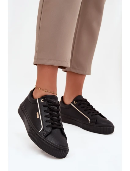 Dámské Tenisky Z Eko Kůže Big Star SS274025 Černo-Zlaté Dámské Tenisky Z Eko Kůže Big Star SS274025 Černo-Zlaté