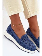 Dámské perforované mokasiny model 22069480 modré - SERGIO LEONE