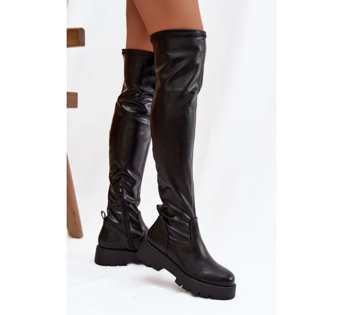 Dámské kozačky nad kolena s  – černé model 21848642 - Kesi