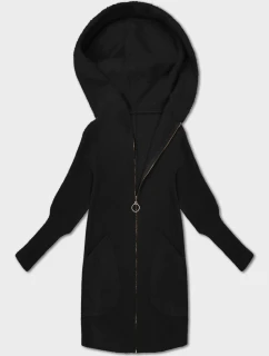 Černá bunda - přehoz přes oblečení typu alpaka s kapucí (19905.1)
