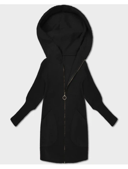 Černá bunda - přehoz přes oblečení typu alpaka s kapucí (19905.1)