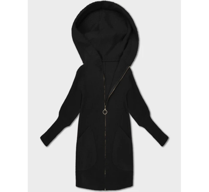 Černá bunda - přehoz přes oblečení typu alpaka s kapucí (19905.1)