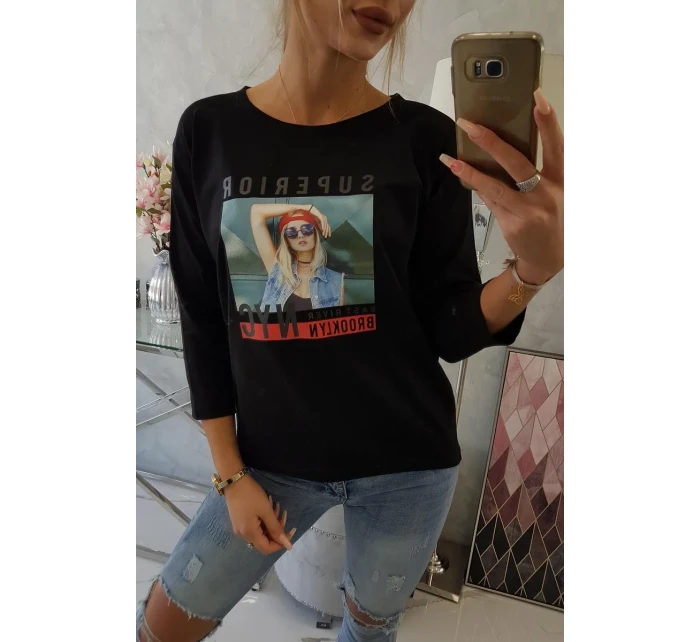 Halenka s potiskem Superior černá Halenka s potiskem Superior černá