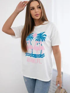 Halenka z model 19689599 bavlny Miami bílý - K-Fashion