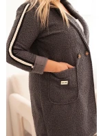 Dámský kabát Plus Size z s kapsami grafitový model 21297076 - K-Fashion Dámský kabát Plus Size z s kapsami grafitový model 21297076 - K-Fashion
