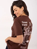 Tričko D12022AH02645V tmavě hnědé