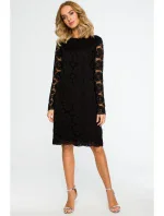 krajkové šaty do s dlouhými rukávy černé model 16165147 - Moe