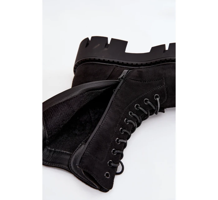 Dámské zateplené kotníkové boty – workery s ozdobou Melisse – černé