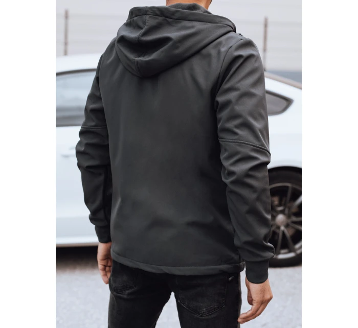 Pánská přechodná softshellová bunda s kapucí tmavě šedá FashionStreet TX4818