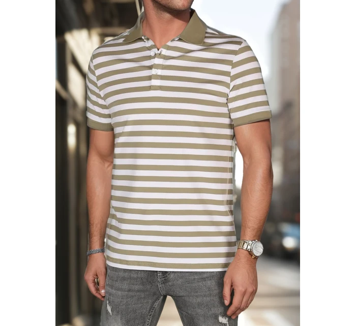 Pánská pruhovaná zelená polokošile FashionStreet PX0640