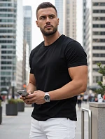 Pánské bavlněné tričko basic black FashionStreet RX5670